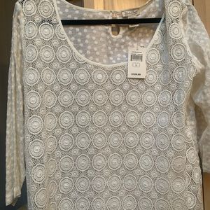Lucky Brand NWT gorgeous textured blouse size large, cream color